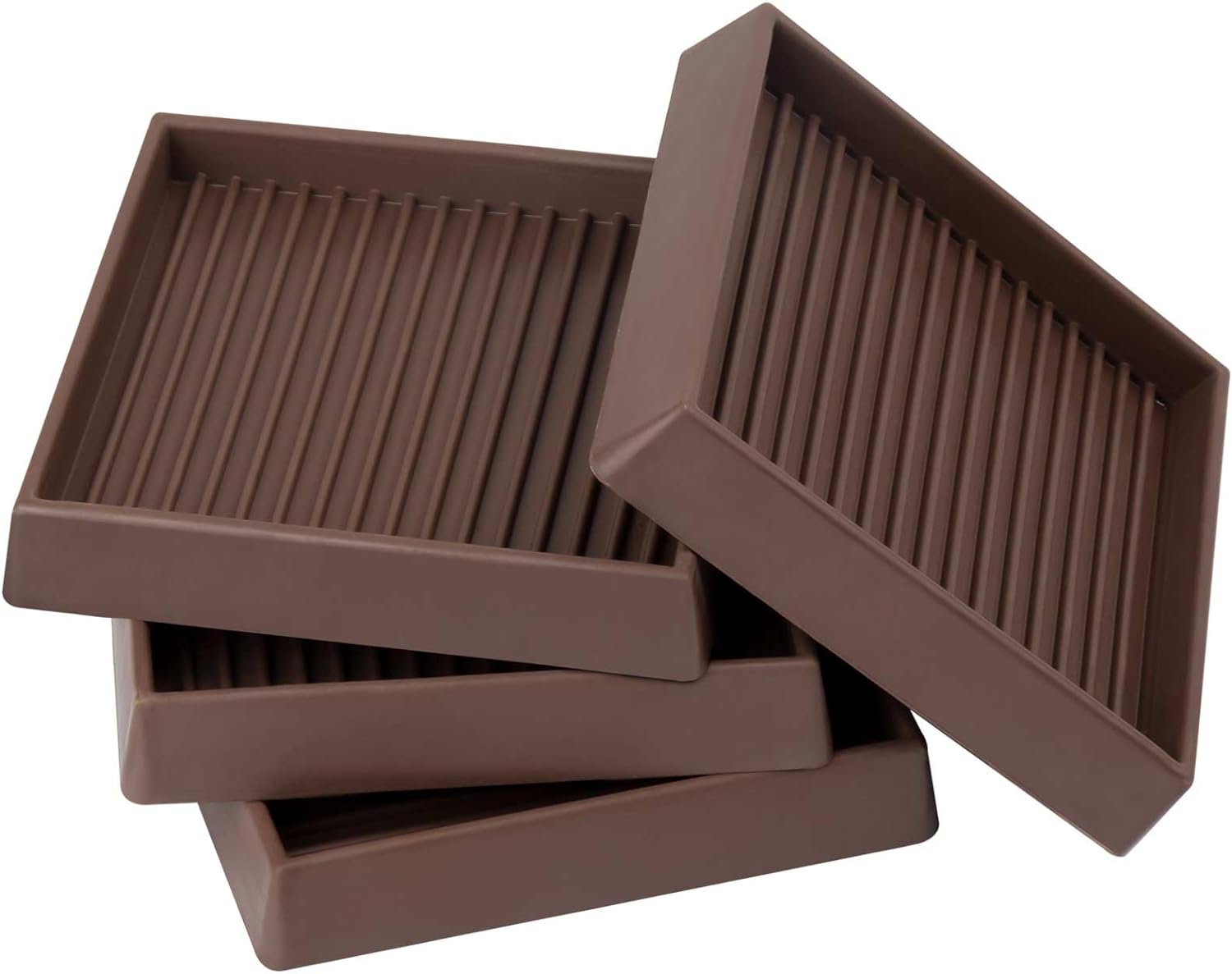 4-Pack 3×3 Inch Square Rubber Furniture Caster Cups